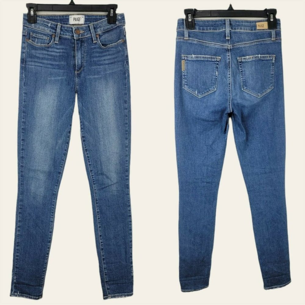 PAIGE Hoxton ULTRA SKINNY Jeans in Juneau Distressed Made in USA Size 25 Blue - Picture 5 of 12